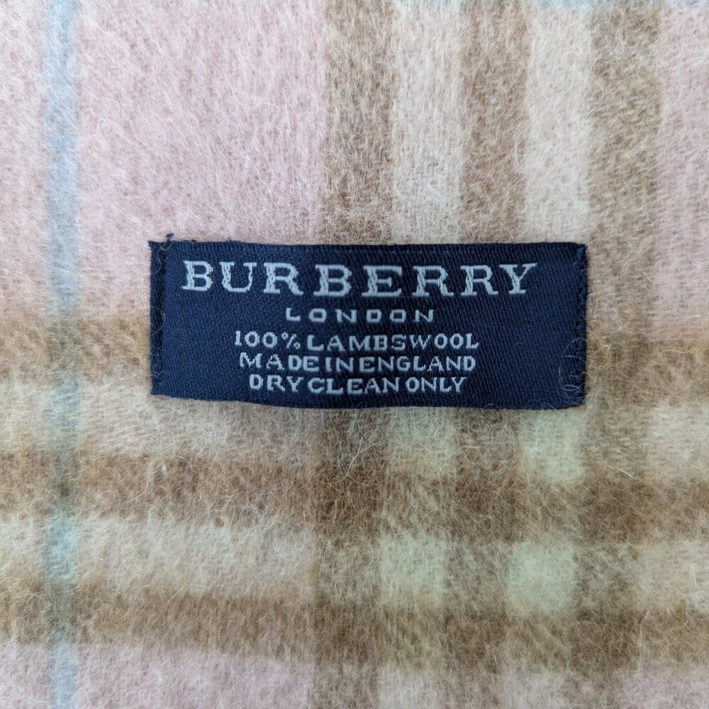 Burberry Lambswool Scarf Pink Unisex | Iconic Check Pattern | Quick Dispatch - Picture 3 of 6